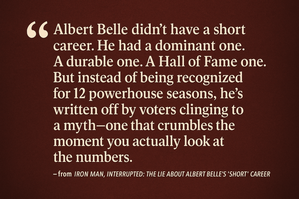 Albert Belle didn’t have a short career. He had a dominant one. A durable one. A Hall of Fame one. But instead of being recognized for 12 powerhouse seasons, he’s written off by voters clinging to a myth—one that crumbles the moment you actually look at the numbers.