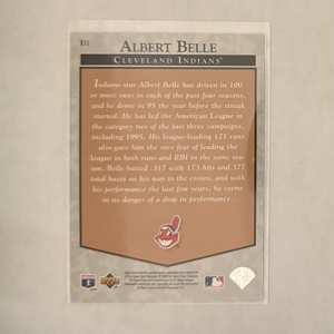 1996 Upper Deck Predictor R11 Albert Belle baseball card back with player stats